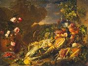 Jan Davidz de Heem, Fruit and a Vase of Flowers